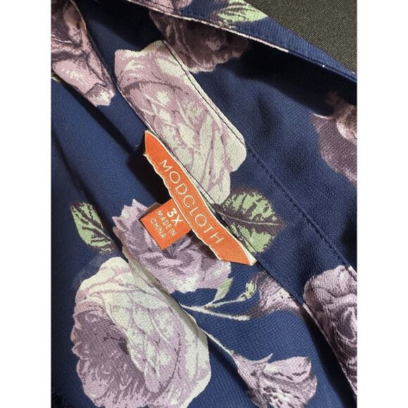 ModCloth Floral Long Sleeve Sheer Button Up Shirt Womens 3X Blouse Work Top Flaw - Picture 10 of 10